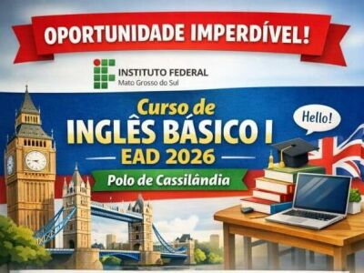 Imagem da notícia Cassilândia recebe curso gratuito de Inglês do IFMS; inscrições estão abertas